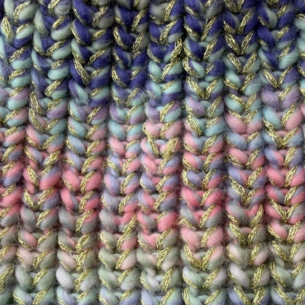 Multicolor Knit Beanie with Pom Pom